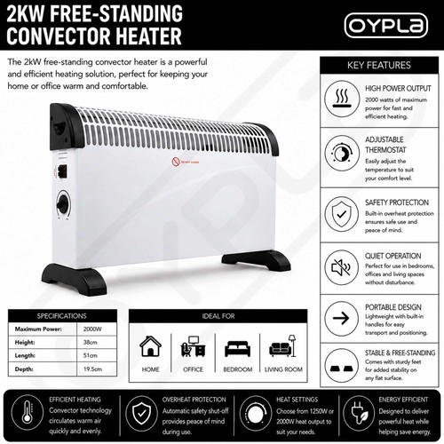 2kw free standing convector - free,